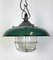 Industrial Green Enamel Factory Cage Pendant Lamp in Cast Iron, 1960s 10