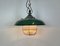 Industrial Green Enamel Factory Cage Pendant Lamp in Cast Iron, 1960s 15