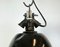 Lámpara de fábrica industrial de esmalte negro con superficie de hierro fundido, años 30, Imagen 4