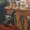 Coffee Break with Quality Pinscher Dog, 1900, Oil on Canvas, Framed 8