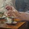 Pausa para el café con perro Pinscher de calidad, 1900, óleo sobre lienzo, enmarcado, Imagen 2