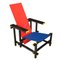 Vintage Armlehnstuhl in Rot & Blau von Gerrit Rietve für Cassina, 1980er 1