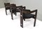 Pamplona Stühle aus schwarzem Leder, Augusti Savini zugeschrieben, Italien, 1965, 3er Set 4