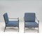 Wrought Iron Outdoor Blue Armchairs, Set of 2 3