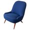 Mid-Century Scandinavian Modern Blue Fabric Armchair, 1950s 1