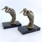 Art Deco Bookends with Heron Bird Marble Base, 1930s, Set of 2 3