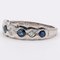 14k White Gold Band Ring with Diamonds and Sapphires, 1980s 3