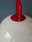 Lampada a sospensione con cornice rossa e paralume in vetro acrilico bianco, Immagine 9