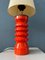 Große Space Age Tischlampe aus Keramik in Rot mit Blumen 9