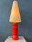 Large Space Age Red Ceramic Flower Table Lamp, Image 2