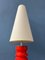 Large Space Age Red Ceramic Flower Table Lamp 8