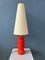 Large Space Age Red Ceramic Flower Table Lamp 1