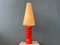Large Space Age Red Ceramic Flower Table Lamp, Image 7