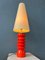 Large Space Age Red Ceramic Flower Table Lamp 3