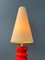 Large Space Age Red Ceramic Flower Table Lamp 5