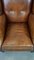 leather Wing Chair with Nails and Black Piping 6