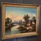 Paesaggio sul bordo di un corso d'acqua, fine XIX secolo, olio su tela, con cornice, Immagine 3