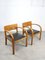 Große italienische Art Deco Sessel aus Holz & schwarzem Kunstleder, 2 . Set 2
