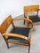 Large Italian Art Deco Lounge Chairs in Wood & Black Leatherette, Set of 2 3