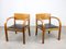 Large Italian Art Deco Lounge Chairs in Wood & Black Leatherette, Set of 2 1