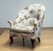 19th Century Swedish Armchair with Linen Flora and Fauna Fantasy Print Fabric, 1890s, Image 3