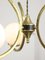 Lámpara de araña italiana Mid-Century de latón opalino, Imagen 9