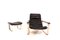 Asko Pulkka Lounge Chair with Ottoman in Leather by Ilmari Lappalainen for Asko, 1960s, Set of 2 9