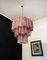 Large Three-Tier Murano Glass Tube Chandelier in Pink Albaster, 1990s 3