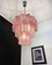 Large Three-Tier Murano Glass Tube Chandelier in Pink Albaster, 1990s 9