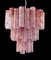 Lámpara de araña grande de tubos de cristal de Murano de tres niveles en Albaster rosa, años 90, Imagen 2