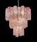 Lámpara de araña grande de tubos de cristal de Murano de tres niveles en Albaster rosa, años 90, Imagen 7