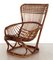 Butaca o sillón B4 de ratán y bambú atribuido a Tito Agnoli, años 70, Imagen 1