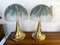 Italian Brass and Murano Glass Palm Tree Shades Lamps by Ghisetti, 1980s, Set of 2 1