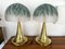 Italian Brass and Murano Glass Palm Tree Shades Lamps by Ghisetti, 1980s, Set of 2 2