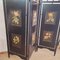 Vintage Screen Room Divider in Black Lacquered Wood with Rose Prints 13