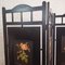 Vintage Screen Room Divider in Black Lacquered Wood with Rose Prints 10