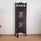 Vintage Screen Room Divider in Black Lacquered Wood with Rose Prints 28