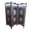 Vintage Screen Room Divider in Black Lacquered Wood with Rose Prints 1