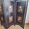 Vintage Screen Room Divider in Black Lacquered Wood with Rose Prints 14
