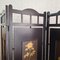 Vintage Screen Room Divider in Black Lacquered Wood with Rose Prints 11