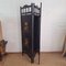 Vintage Screen Room Divider in Black Lacquered Wood with Rose Prints 8