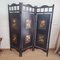 Vintage Screen Room Divider in Black Lacquered Wood with Rose Prints 5