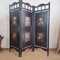 Vintage Screen Room Divider in Black Lacquered Wood with Rose Prints 2