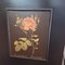 Vintage Screen Room Divider in Black Lacquered Wood with Rose Prints 23