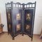 Vintage Screen Room Divider in Black Lacquered Wood with Rose Prints 3