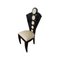 Deco Line Chair in Black Lacquered Wood and Ivory Eco-Leather, 1980s 3