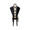 Deco Line Chair in Black Lacquered Wood and Ivory Eco-Leather, 1980s, Image 6