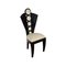 Deco Line Chair in Black Lacquered Wood and Ivory Eco-Leather, 1980s, Image 1