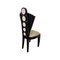Deco Line Chair in Black Lacquered Wood and Ivory Eco-Leather, 1980s, Image 4