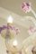 Lampadario in vetro soffiato di Murano opalescente con applicazioni in pasta di vetro rosa, anni '60, Immagine 7